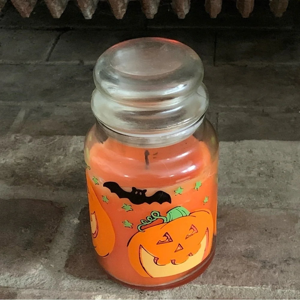 Vintage 80s 90s Halloween Pumpkin Orange Candle Pumpkin Spice Jar